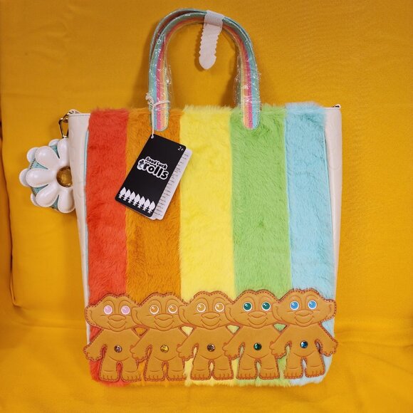Loungefly X Good Luck Trolls Classic Trolls Plush Glitter Tote Crossbody Bag NEW - Picture 13 of 13